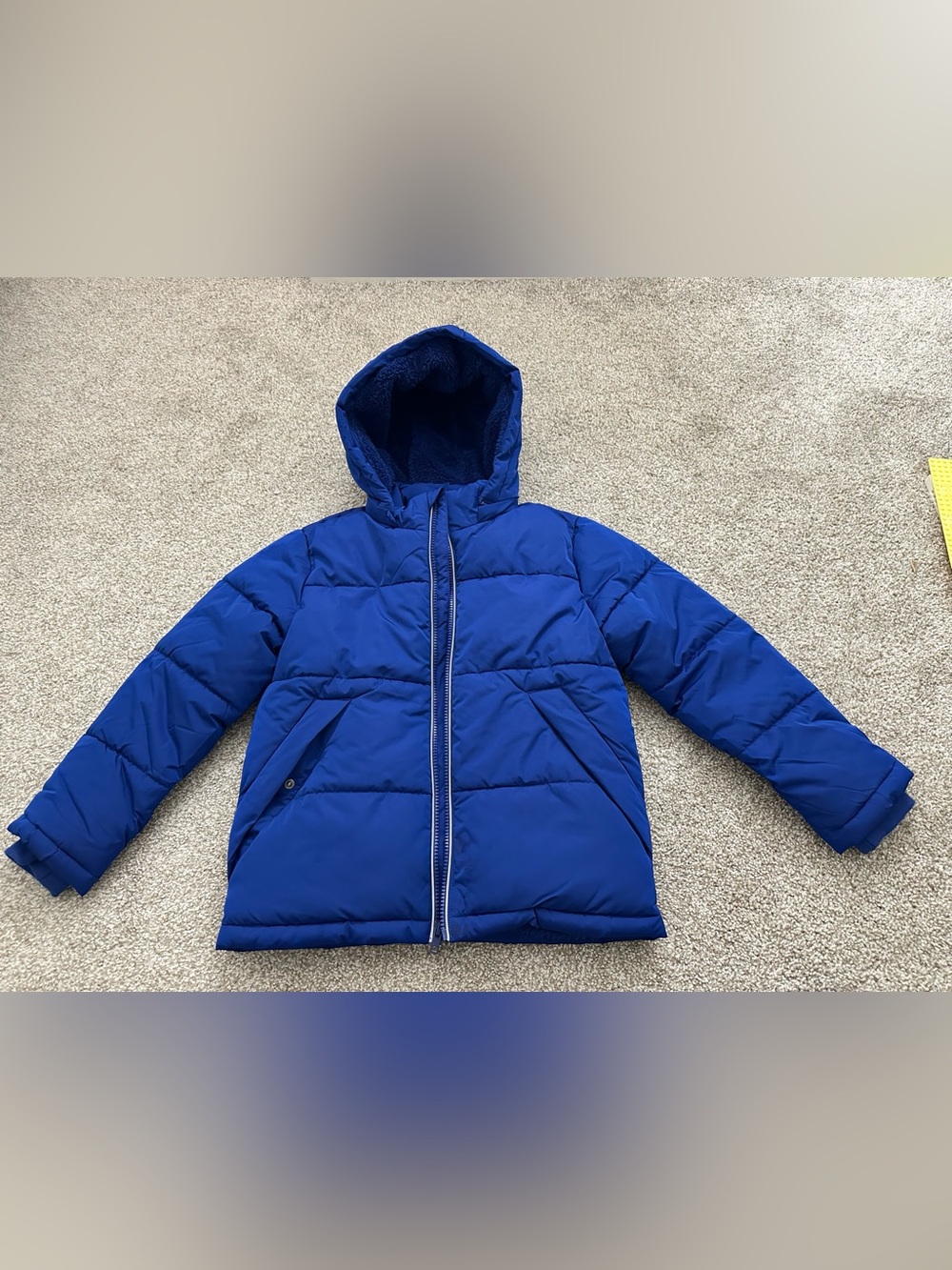 Children’s Royal Blue Hooded Puffer Jacket (Removable Hood)